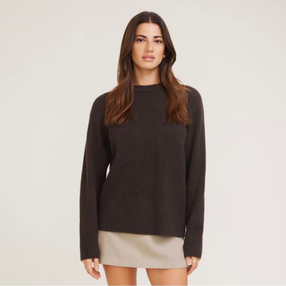 Dynamite Chocolate Brown Crew Neck Sweater